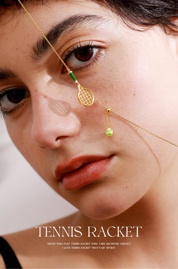 Collana Pendenti con Charm a Forma di Racchetta da Tennis