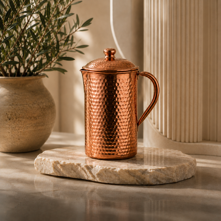 Hand-Hammered Pure Copper Pitcher by Thandi & Maya
