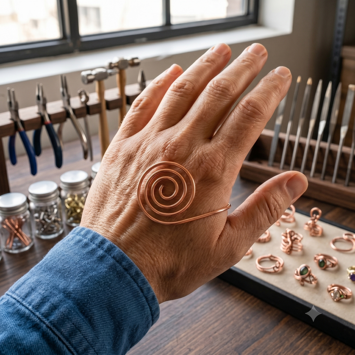 Spiral Flow Copper Hand Piece by Thandi & Maya